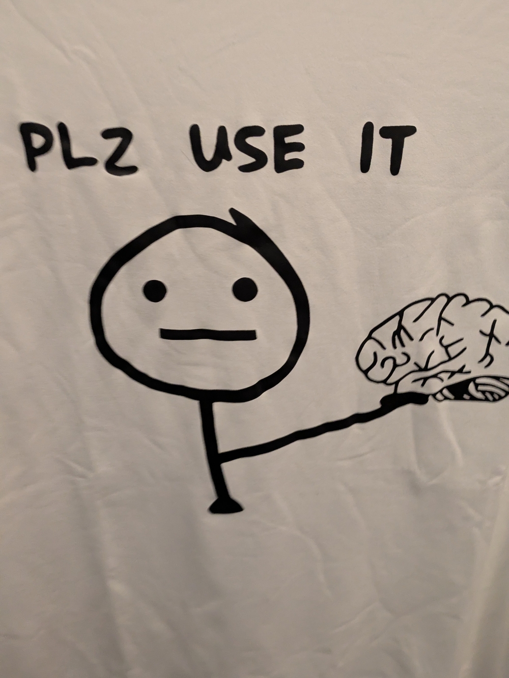 PLZ Use It Funny Brain Graphic T-Shirt White Medium Brand NEW